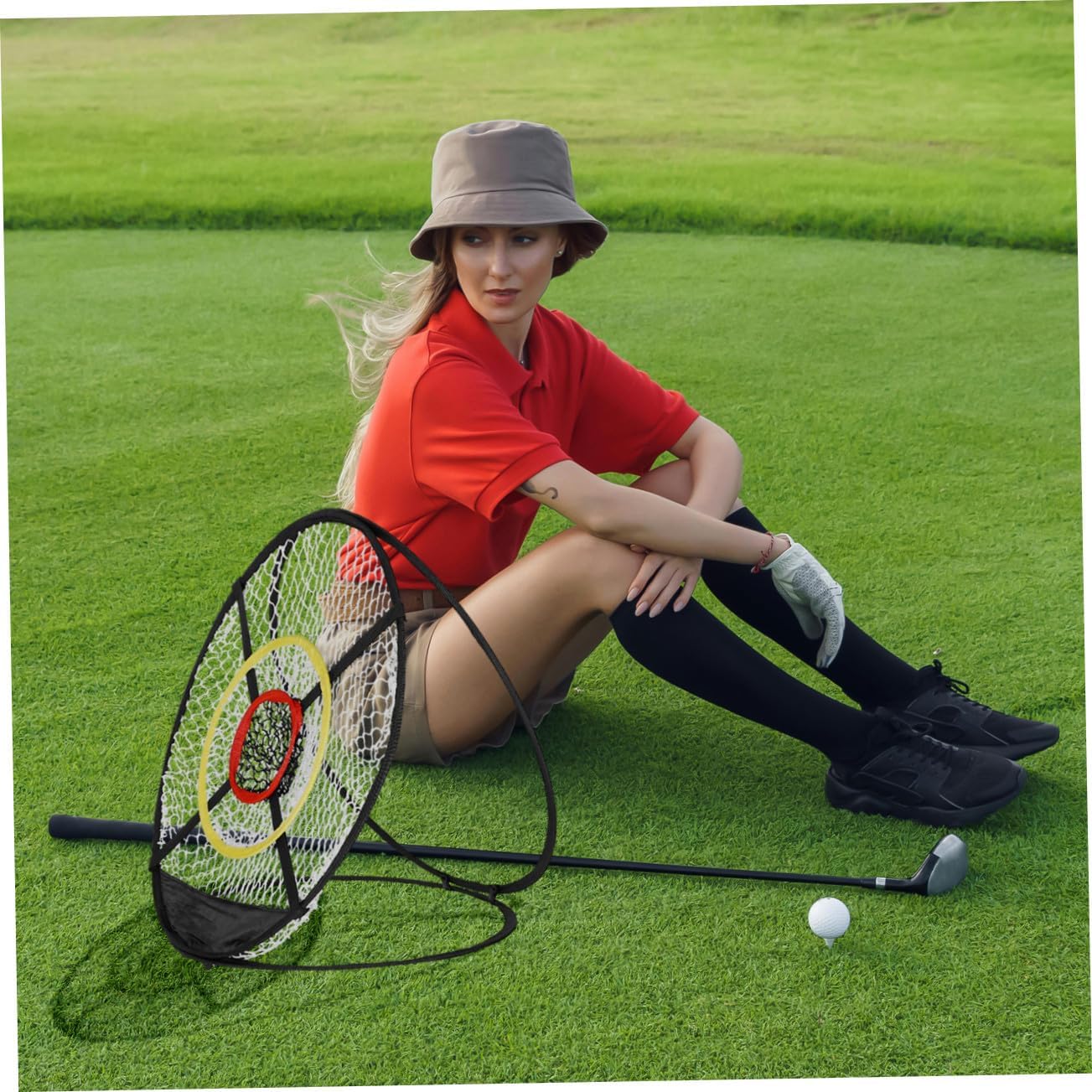 Abaodam Golf Chipping Net with Practice Equipment for Training Durable Easy to Up Golf Ball Hitting Net for All Skill Levels