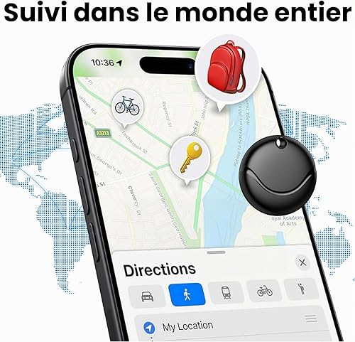 Smart Air Tags Traceur Lot de 4 Noir, Bluetooth Tracker Fonctionne avec Apple Localiser (iOS Uniquement), Localisateurs D’Objets Bluetooth pour Valises/Portefeuilles/Clés/Sacs, Batterie Remplaçable - 9