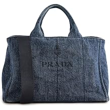Womens Pre-Loved Prada 2 Way Medium Denim Canapa Tote Bag