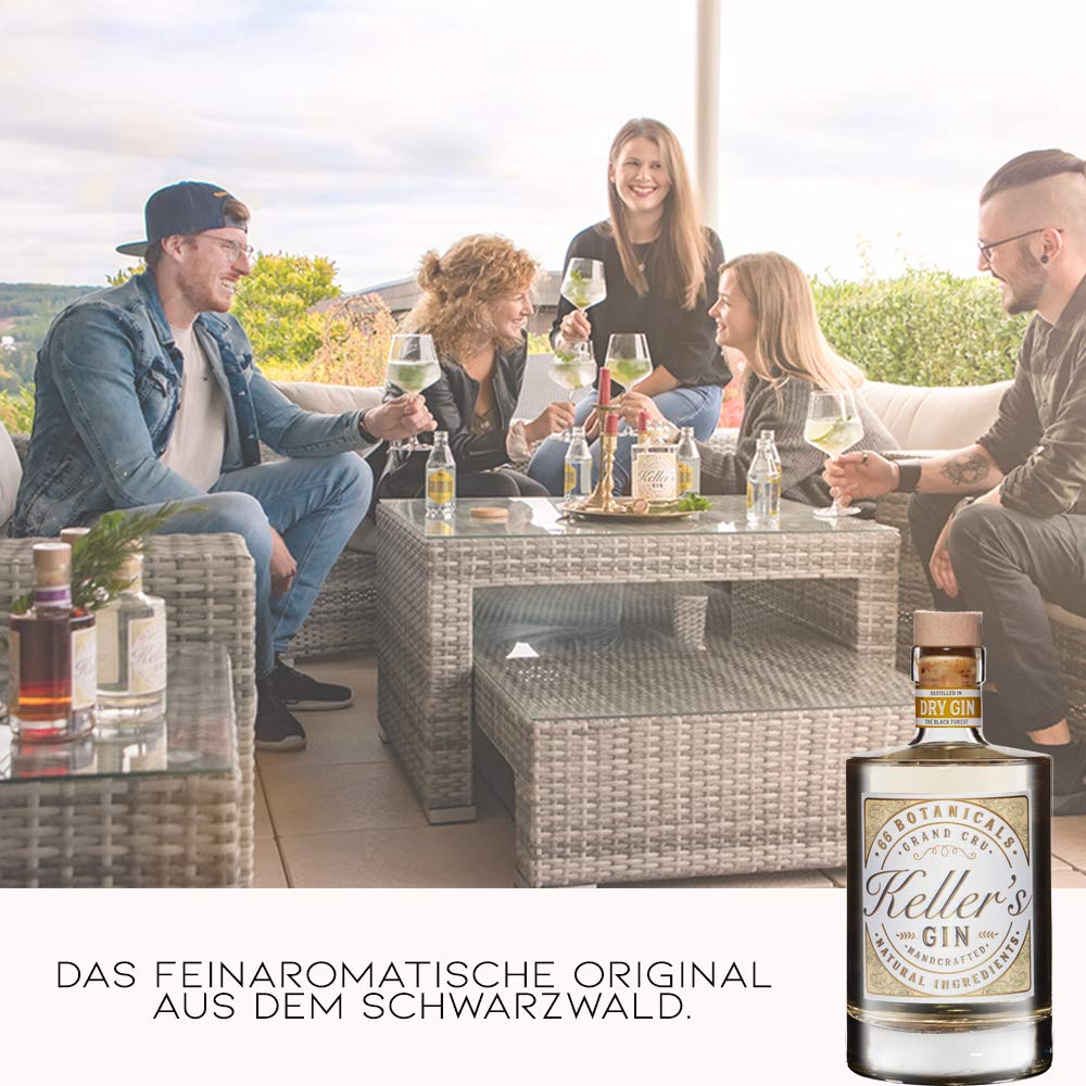 Keller’s Dry Classic Gin (1 x 0,5 l), vielseitiger Premium Gin aus 66 Botanicals - 40% vol. Alkohol