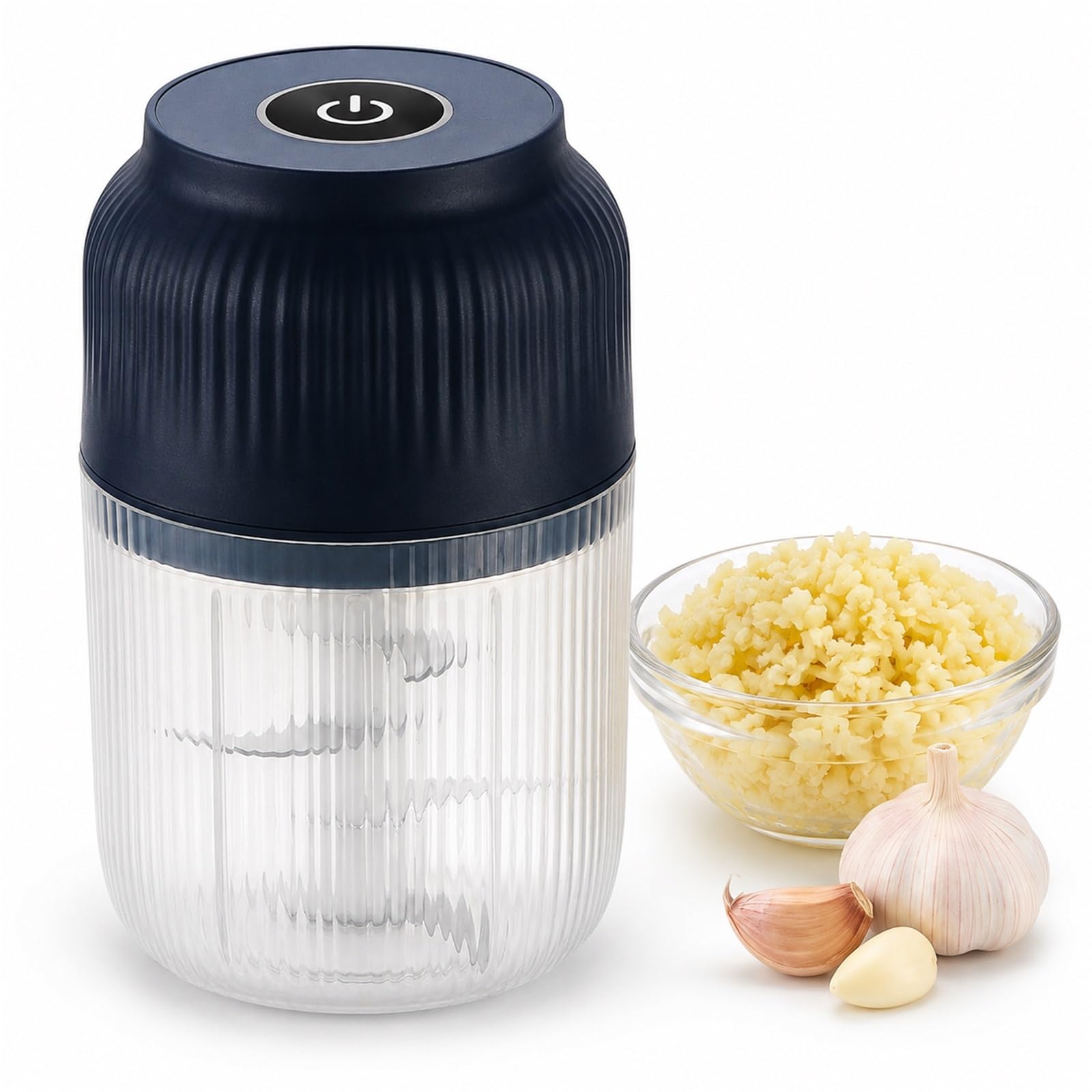 CHAOJING Cordless Electric Garlic Chopper, 400ml Mini 6-Blade Food Crusher