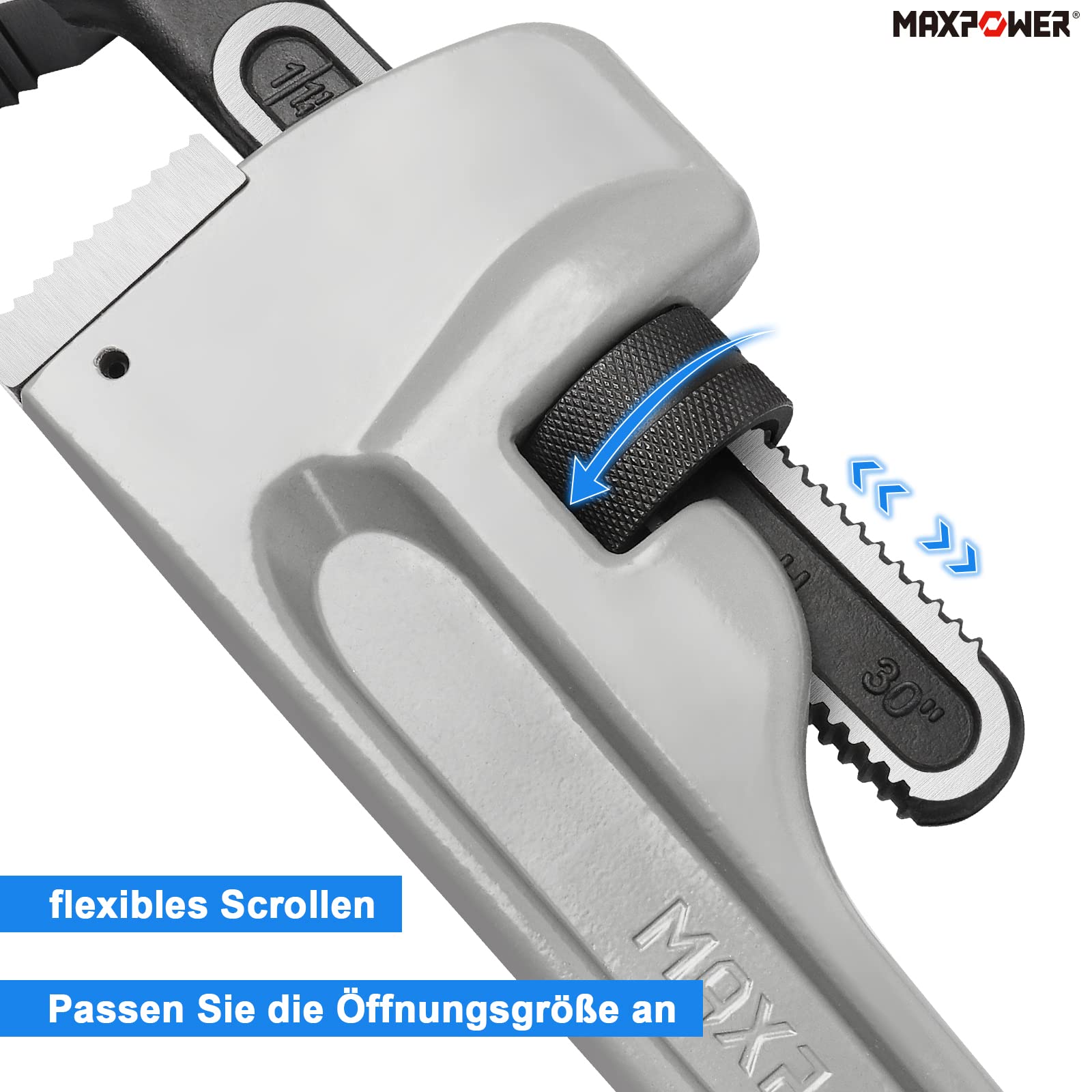 MAXPOWER Rohrzange 620 Mm (24 Zoll) – Aluminium, Spannweite 76 Mm, 40% Leichter