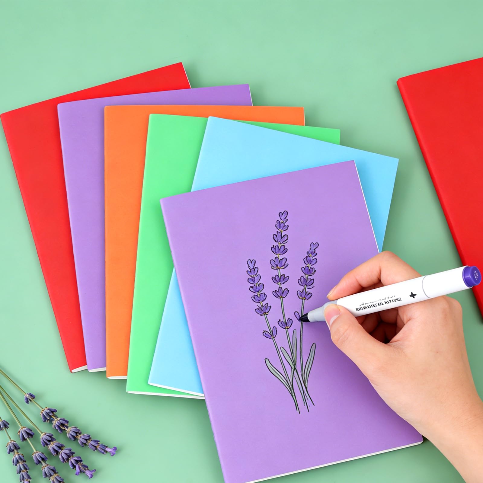 MANCHAP 50 cuadernos rayados A5, cuadernos de composición colorida, diario de escritura para diario, notas, oficina, viajes, 160 páginas, 80 hojas, 5.5 x 8.2 pulgadas, 5 colores