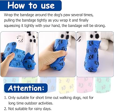 Anti-Slip Dog Socks to Prevent Licking Paws, Disposable Dog Boots for Hardwood Floors, Outdoor Pet Paw Protector Non-Slip for Small Medium Large Dogs, 6 Rolls