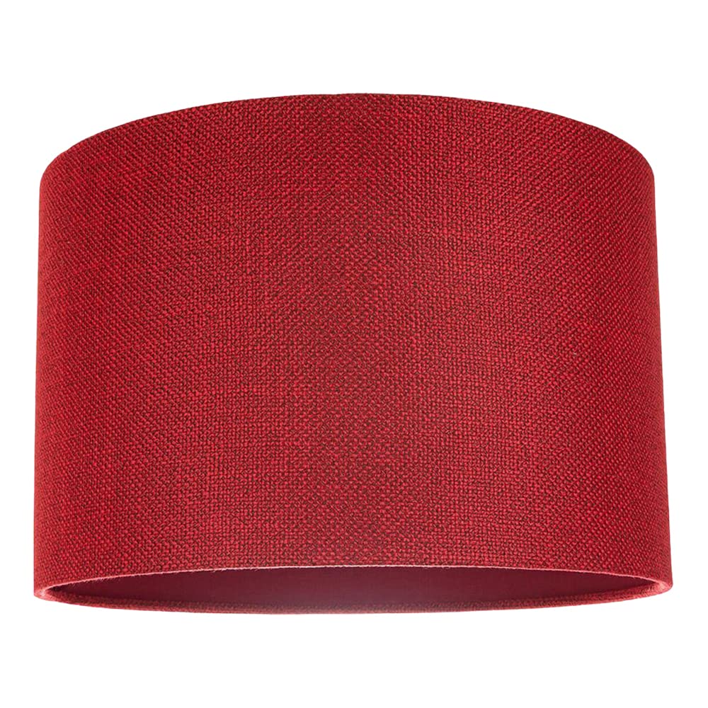 Contemporary and Sleek 12 Inch Rustic Orange Linen Fabric Drum Lamp Shade 60w Maximum | 30cm Diameter | for Table Lamp or Pendant by Happy Homewares — view 34