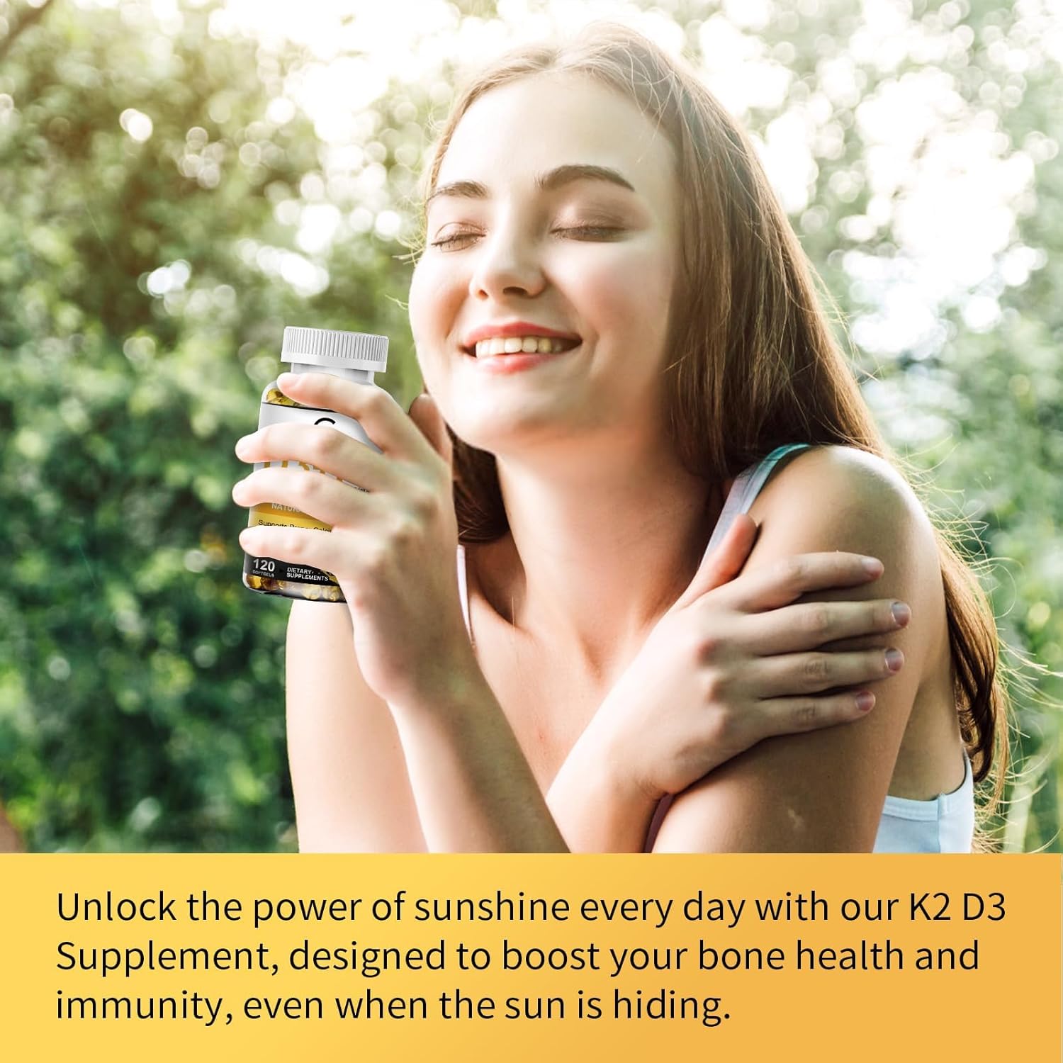 Vitamin D3 K2 Supplement with Vitamin D3 5000 IU, 200 mcg Vitamin K2 MK-7 & Natural Coconut Oil, Plant Based 2-1 Formula for Bone, Teeth, Muscle and Immune Health Support (120 Count (Pack of 2))