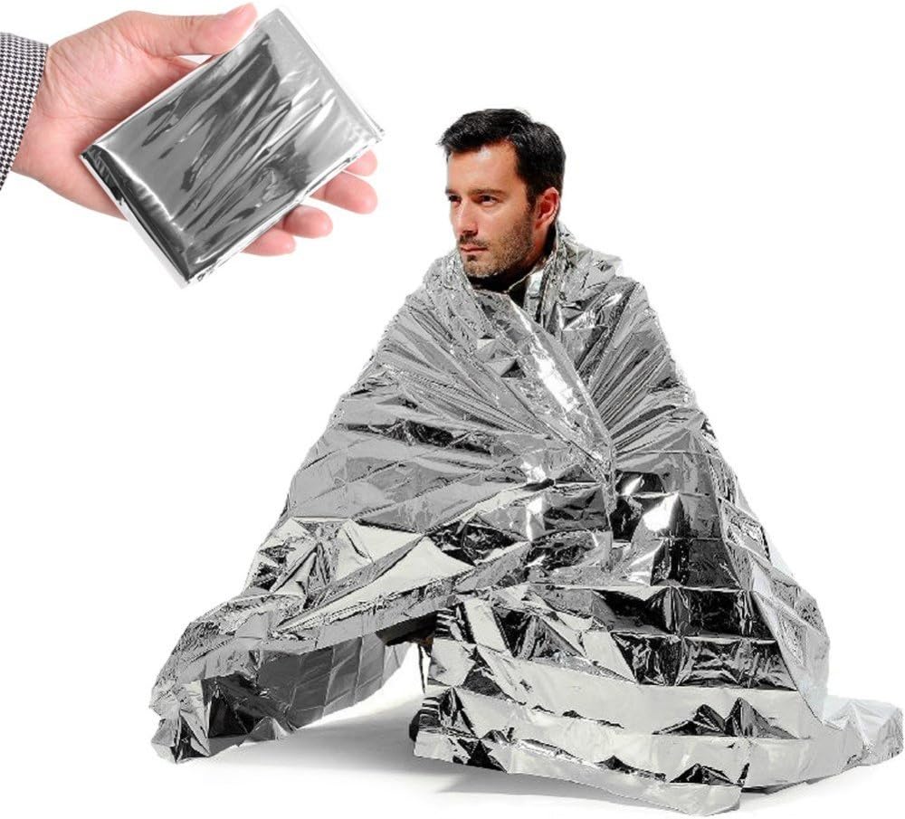 Emergency Silver Mylar Thermal Compact Waterproof Blankets for First Aid Kits, Natural Disasters Equipment, Retain Body Heat, Keeps You Warm (Pack of 10) by Super Z Outlet by Super Z Outlet