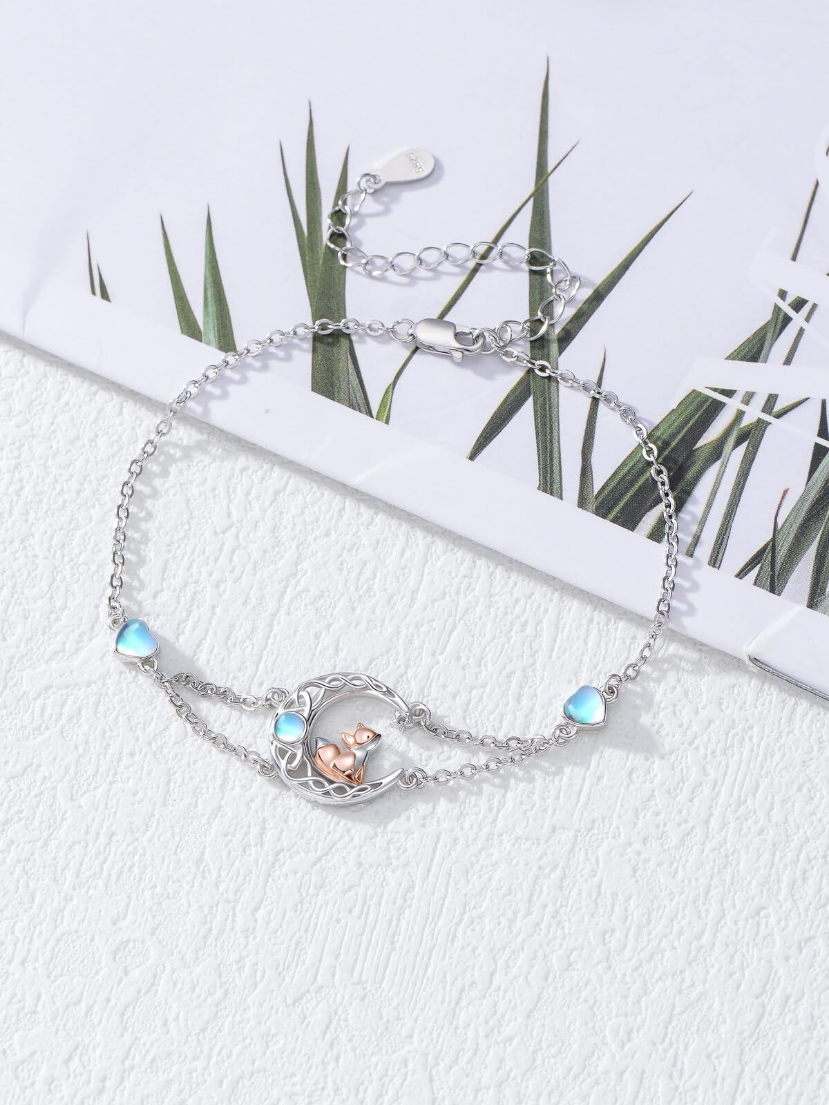 Braccialetto celtico, gatto, coniglio, volpe, procione, bradipo, ragazza e gatto, in argento Sterling 925, portafortuna, cavigliera estiva, gioiello di compleanno per mamma, donna, ragazza