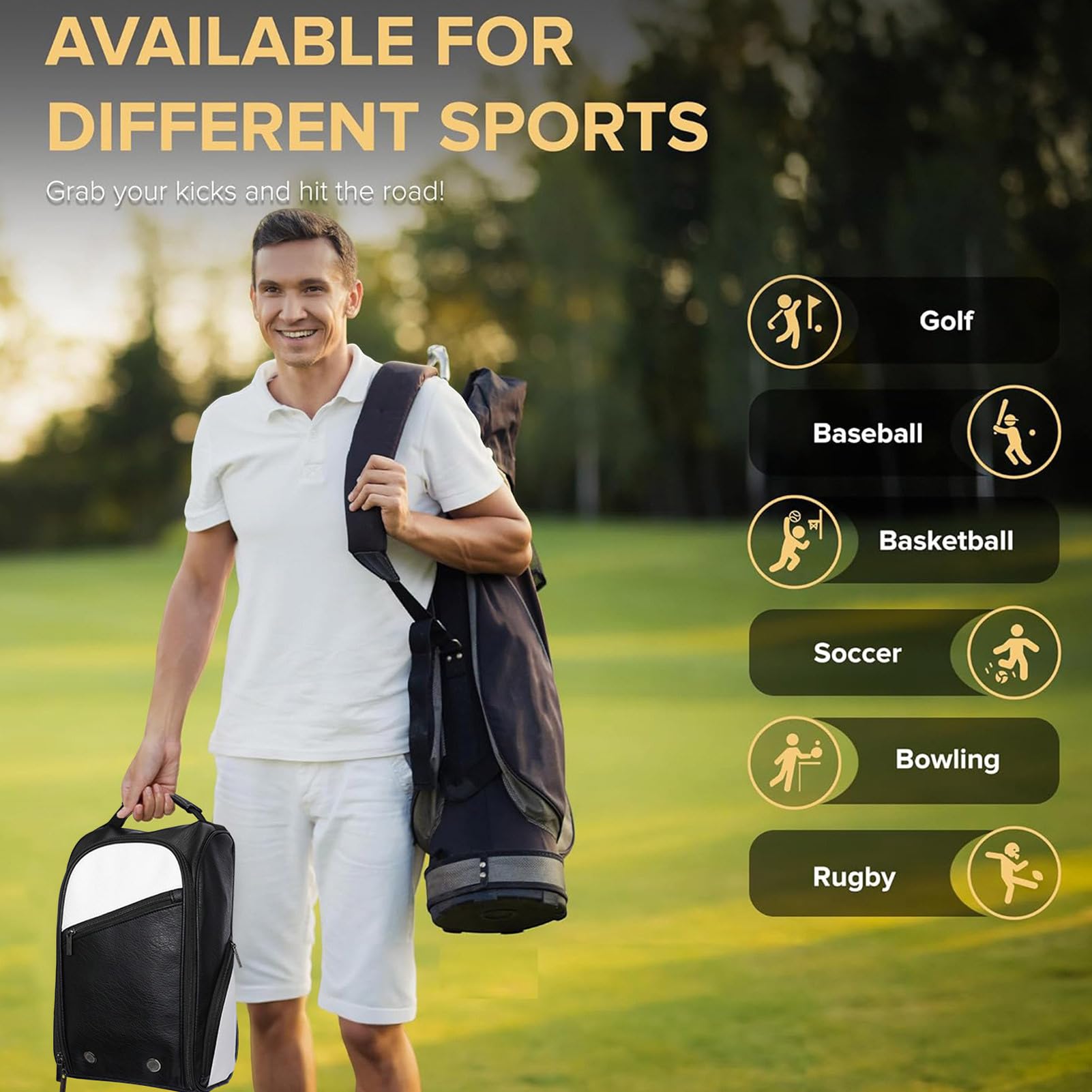 Golf-Schuhtasche, Fußballschuh-Tragetasche, tragbare Schuhaufbewahrung | Sneaker-Tasche mit mehreren Taschen für organisierte Aufbewahrung und einem Griff für bequemes Tragen beim Sport, Schwarz ,