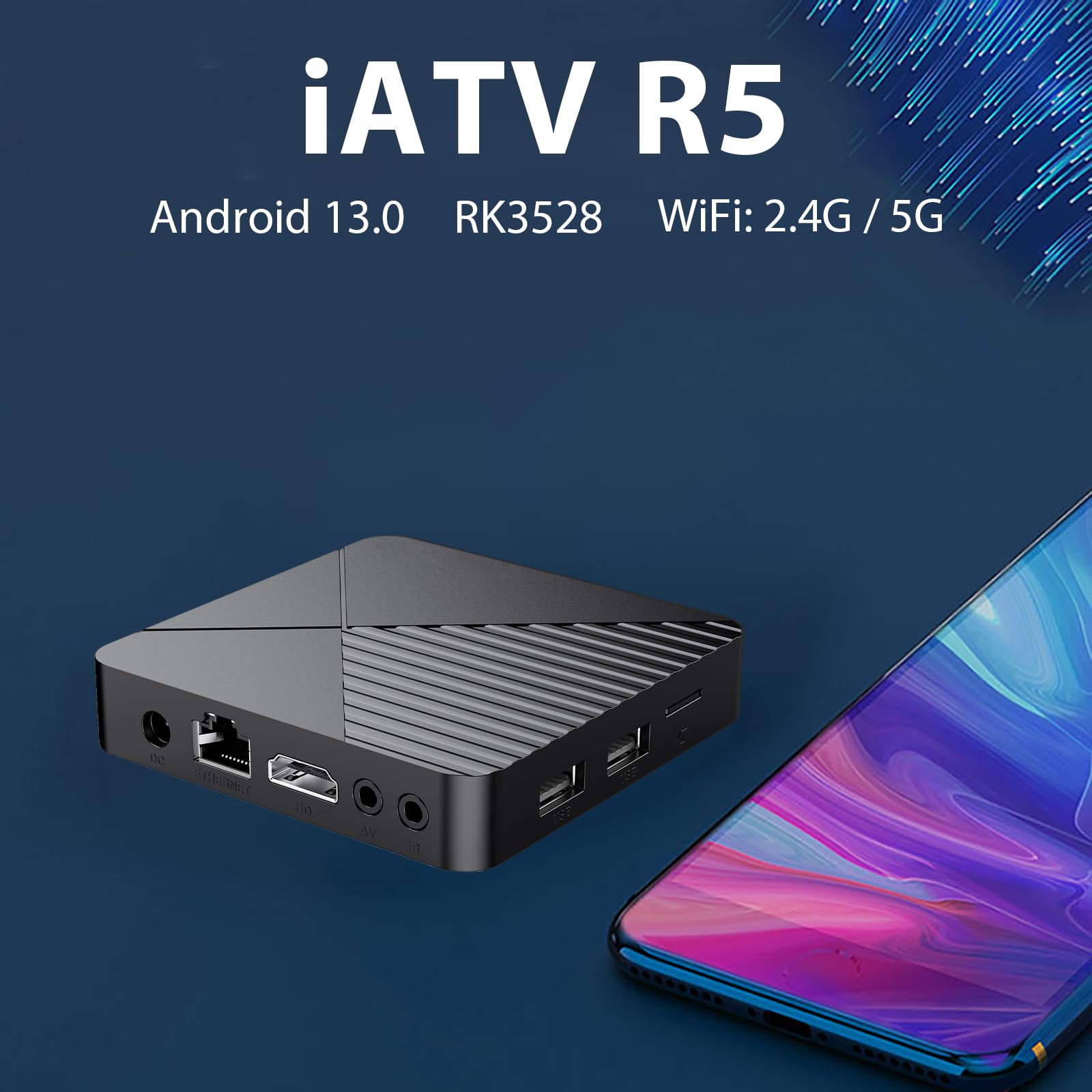 BOXPUT R5 scatola Android con 4 GB RAM e 64 GB ROM, scatola TV Android 13.0, chip RK3528/WiFi6/BT5.0, 8K decodifica 3D HDR10 ad alta definizione video smart TV box, con isolamento a infrarossi