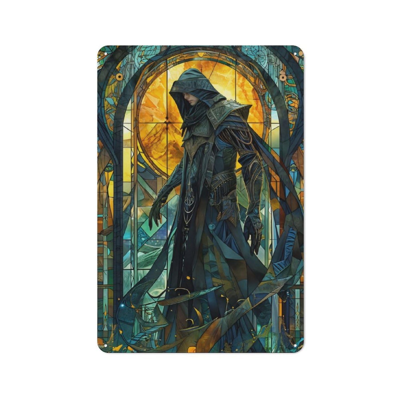Junmoney Stained Mage Tale Tin Wall Plaque 30X20cm With For Hobby Room Or Studio, For Home Interiors, Feature Walls And Decorative Displays