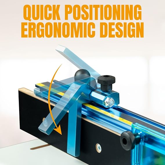 POWERTEC Router Table Fence Kit Deluxe System 3-3/8 Tall 24 Long, Router Table Top, Routing Tables for Woodworking w/Reversible Flip Stop, Dust Port, Adjustable Bit Guard, Featherboard - 71536