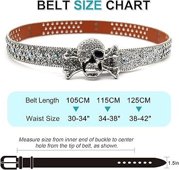 Buy EVERBLTING Rhinestone Skull Belt Men Women Skull Rhinestone
