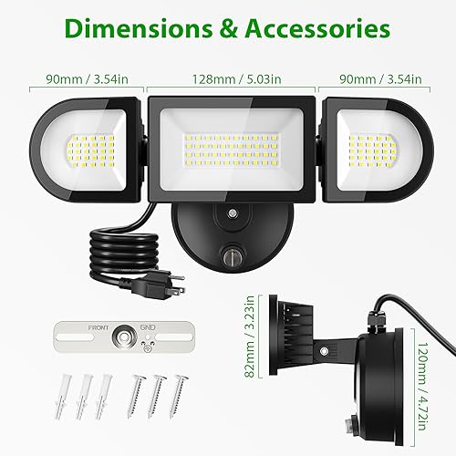 Miniatura 9 de iMaihom Iluminación exterior de 65 W, del atardecer al amanecer, brillo de 6500 lúmenes, luz de exterior ajustable con control remoto, 2 modos, 3