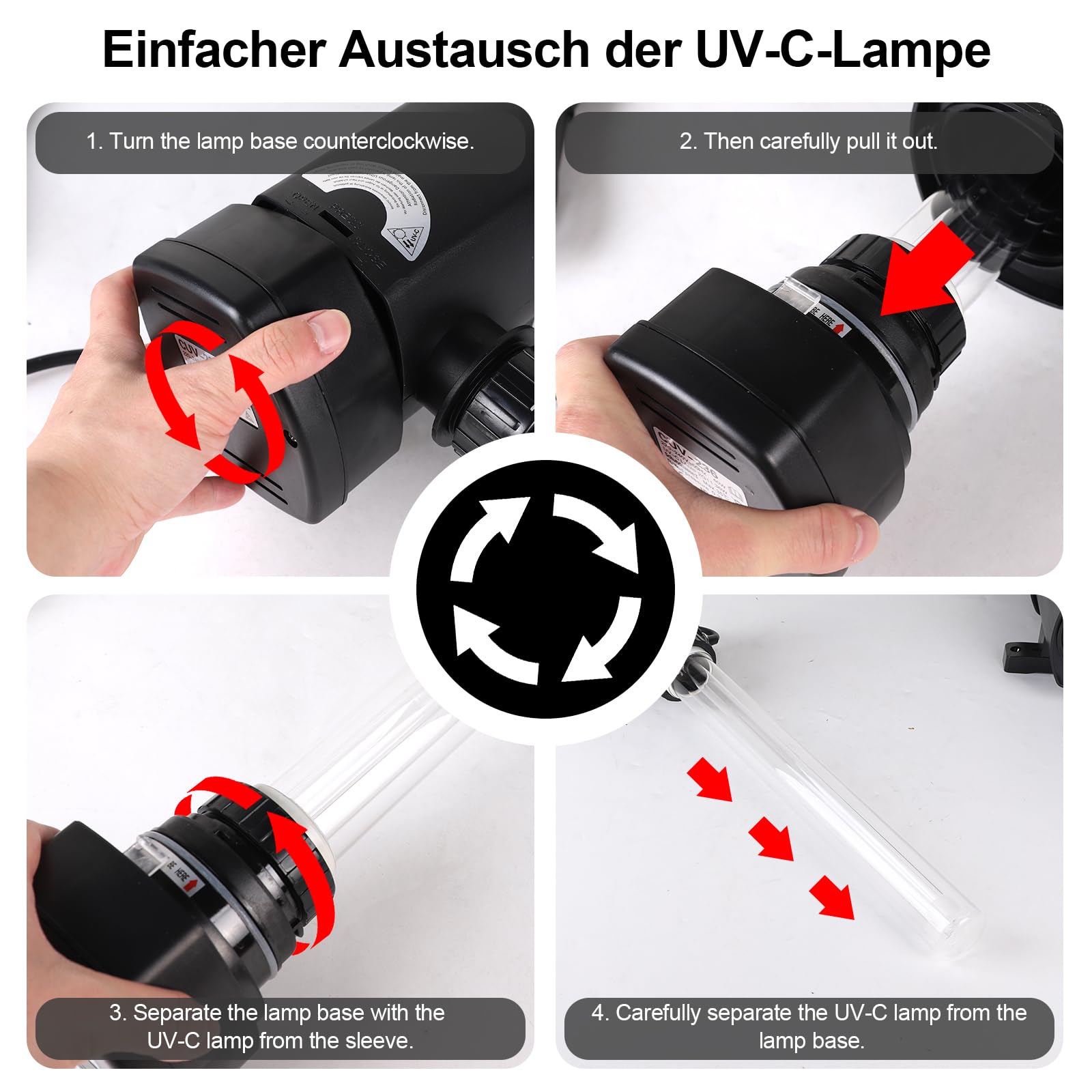 CPROSP UV Teichklärer 1500 l/h 9W UVC Klärer mit UV-Lampe Algenvernichter CUV-209A