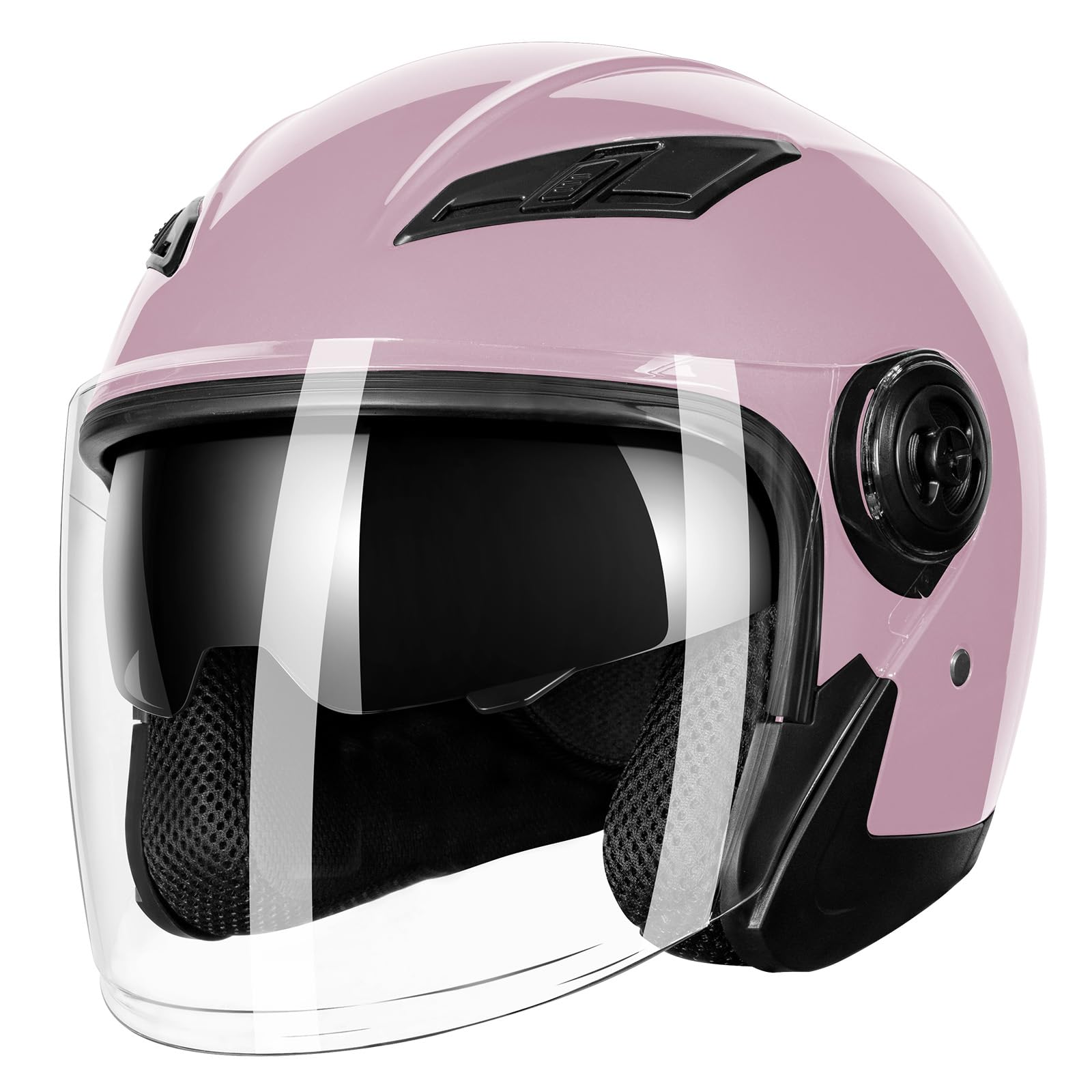 Adult 3/4 Open Face Motorcycle Helmet, Double Visor, DOT Approved