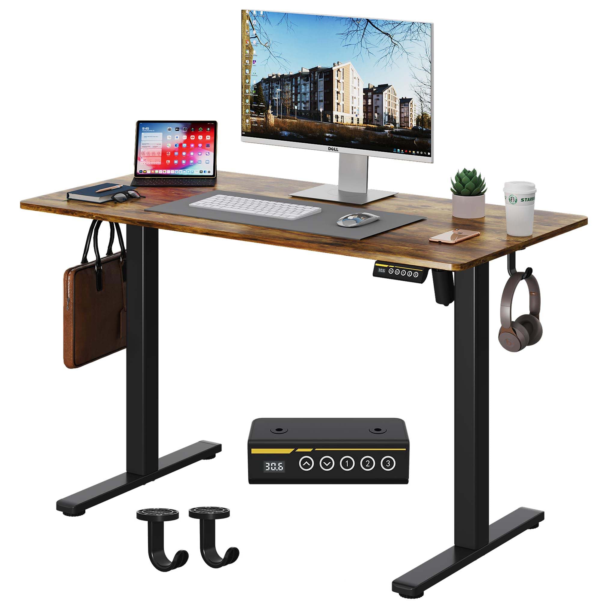 Gamork Electric Standing Desk,40x24 Inches Adjustable Height Stand up Desk, Sit Stand Home Office Desk with Splice Board, 3 Preset Heights,Equipped