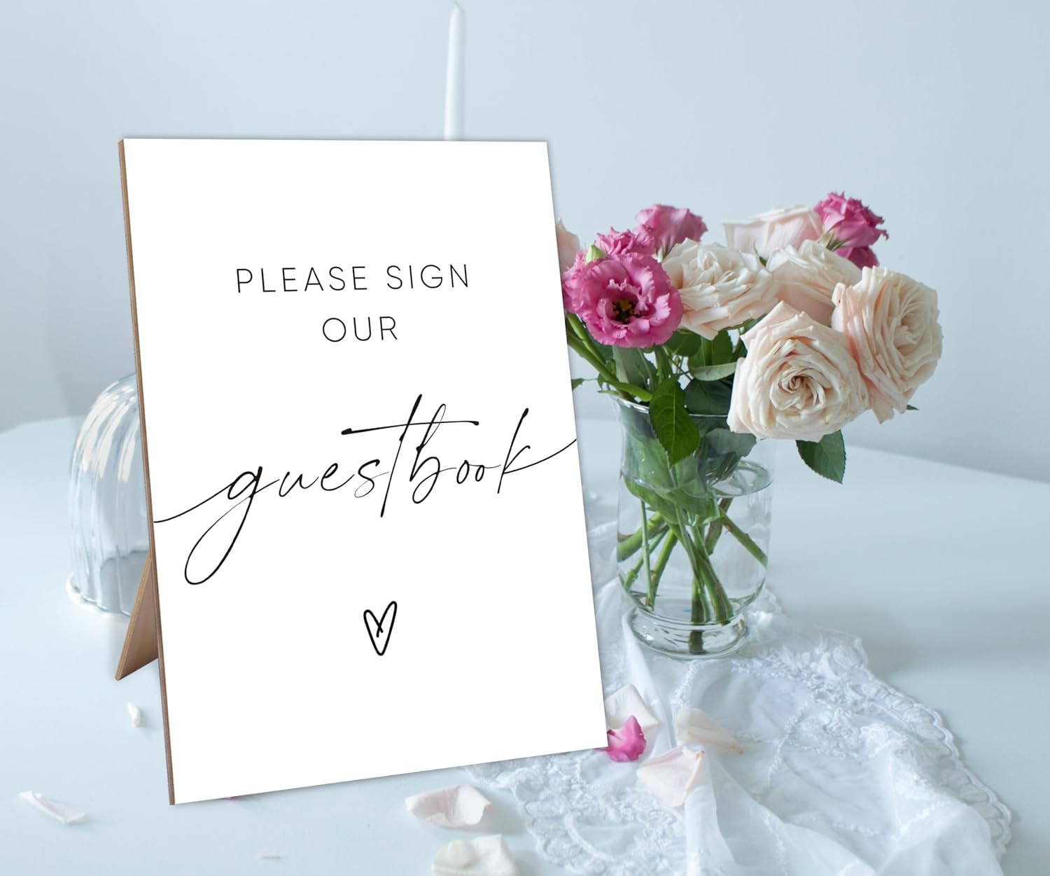 Please Sign Our Guestbook, Photo Guest Book Sign, 8X11 White Minimalist Style Wooden Sign, Wedding Signs for Reception, Bridal Shower Decorations, for Wedding Reception & Event Party,7 - Image 4