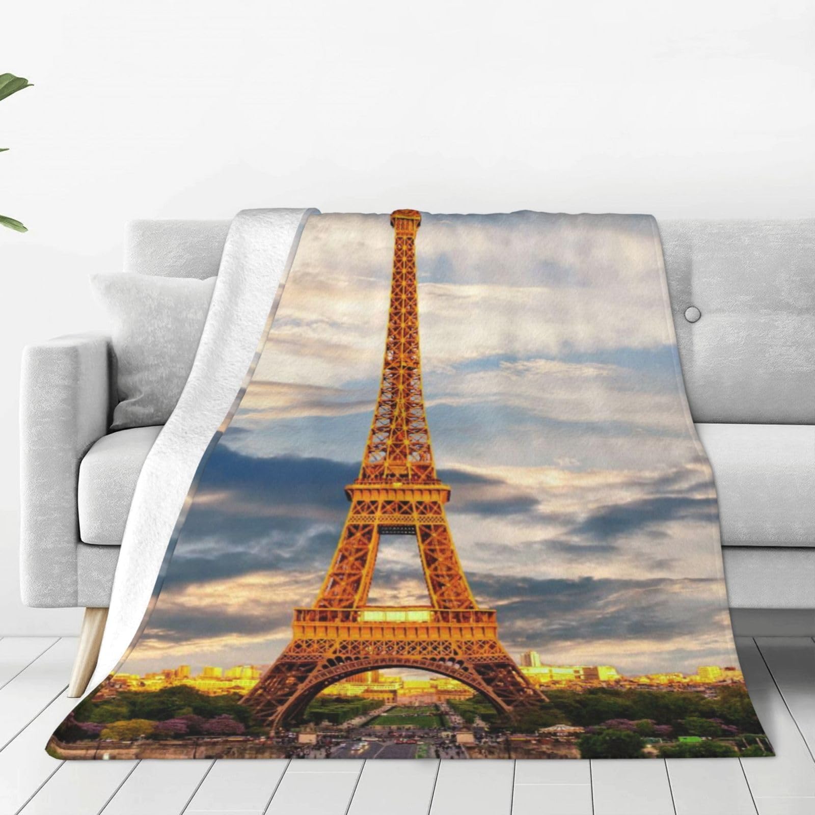 Eiffel Tower Soft Warm Flannel Blankets For Sofa Couch Bed,Cozy Lightweight Fleece Throw Blanket For Living Room Office All Season,40"X30"