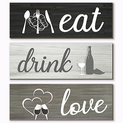 3 Pcs Farmhouse Kitchen Wall Decor Black Dining Room Decor