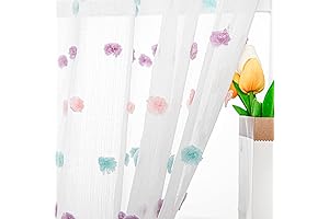 MYSKY HOME Rainbow Pom Pom Kids Curtain to Cheer Children's Hearts