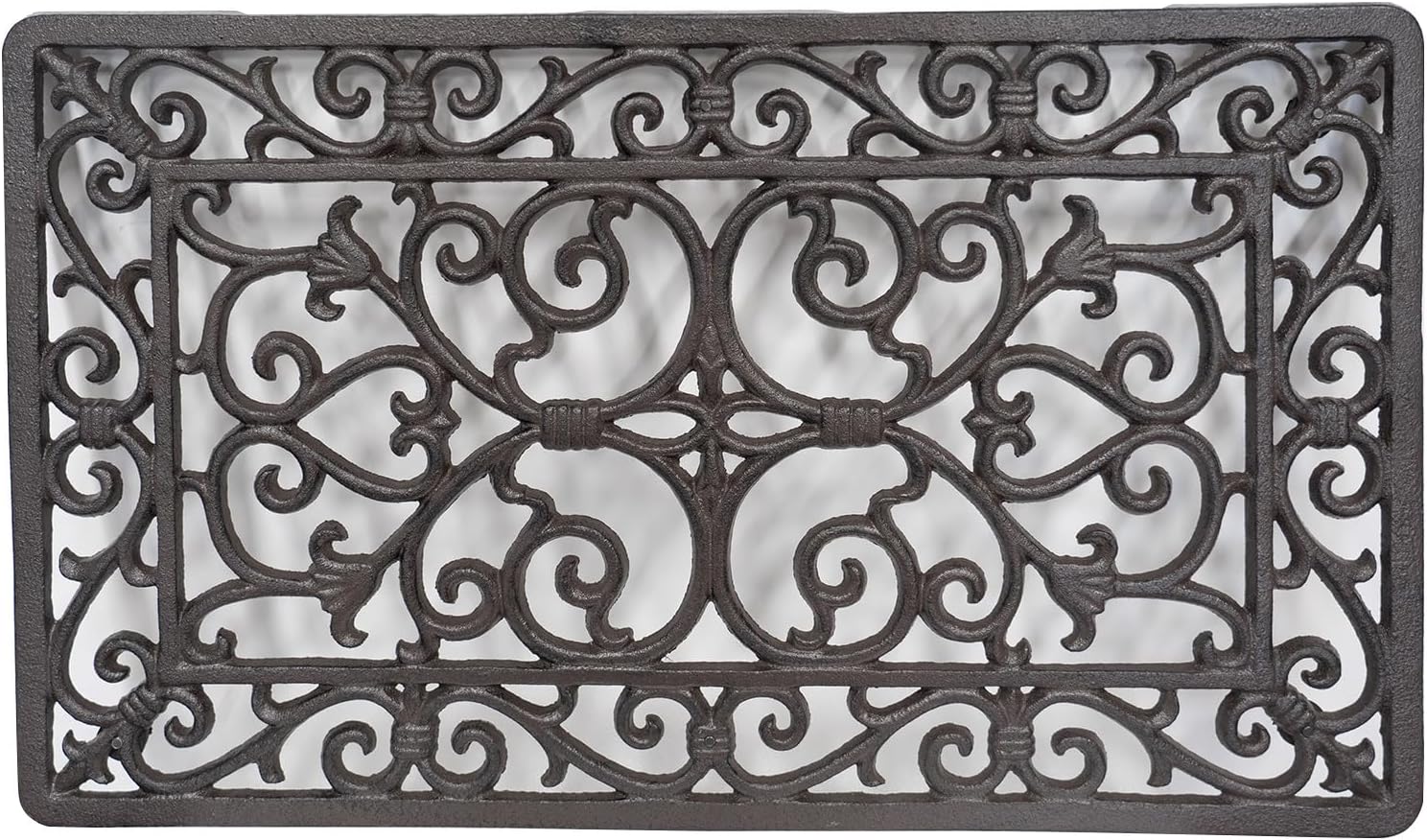 CT Copper Tailor Heavy Duty Cast Iron Floor Doormat,Rectangle Outdoor Mat,Non-Slip Front Door Mat,Entrance Mat,Shoe Scraper,22.83”x 13.38”,Rustic Scroll Works Pattern Design,Brown