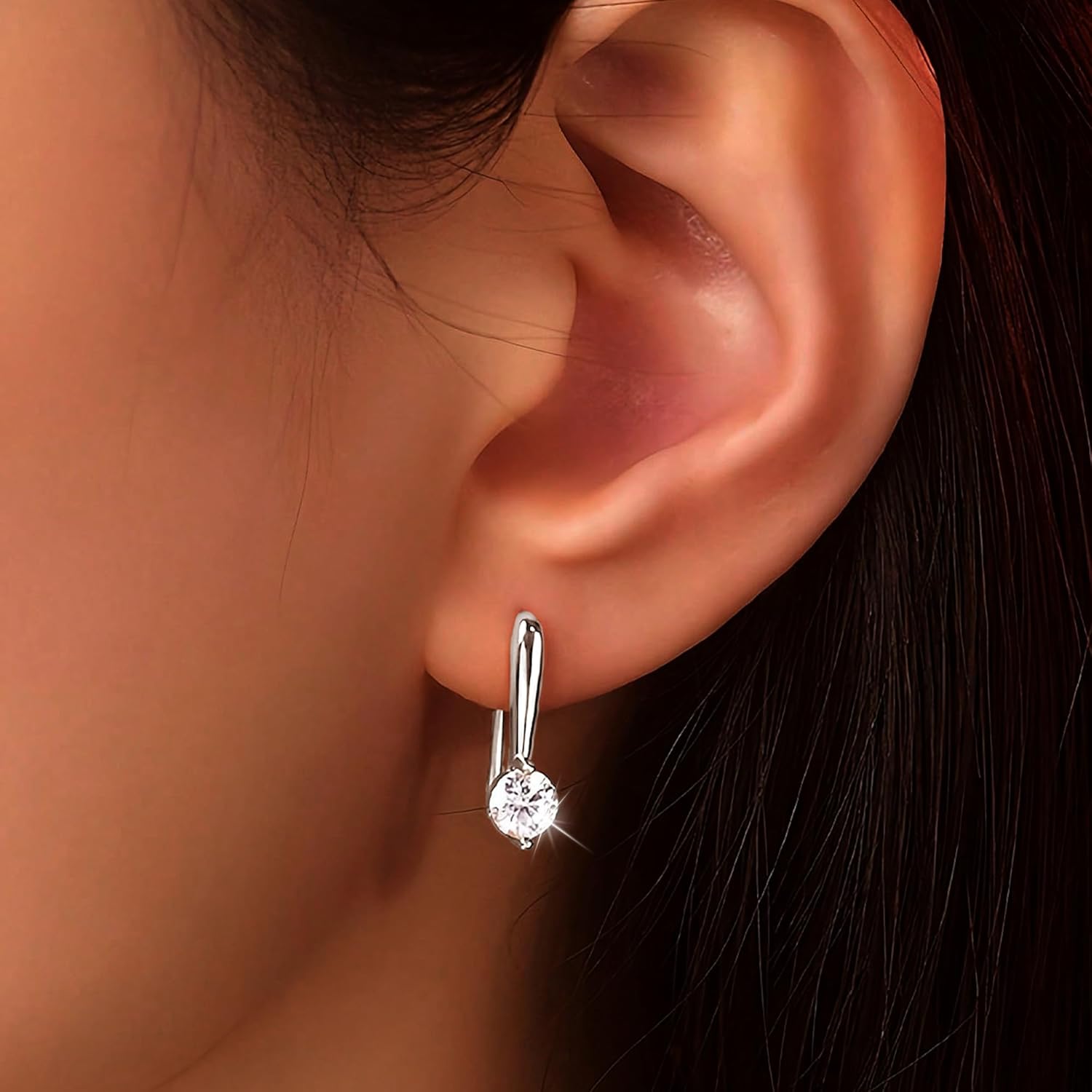 S925 Sterling Silver Huggie Earrings for Women 14K Gold Plated Cubic Zirconia Hypoallergenic Cute Dainty Earrings Birthday Holiday Jewelry Friendship Gifts for Daughter Friend Couple - Image 2