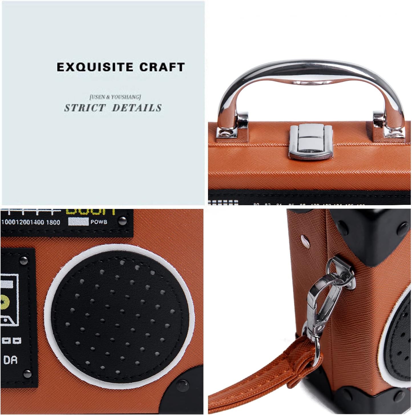 KUANG! Women Retro Radio Shaped Clutch Hundred Dollar Bill Box Shoulder Bag Elegant Evening Crossbody Handbag