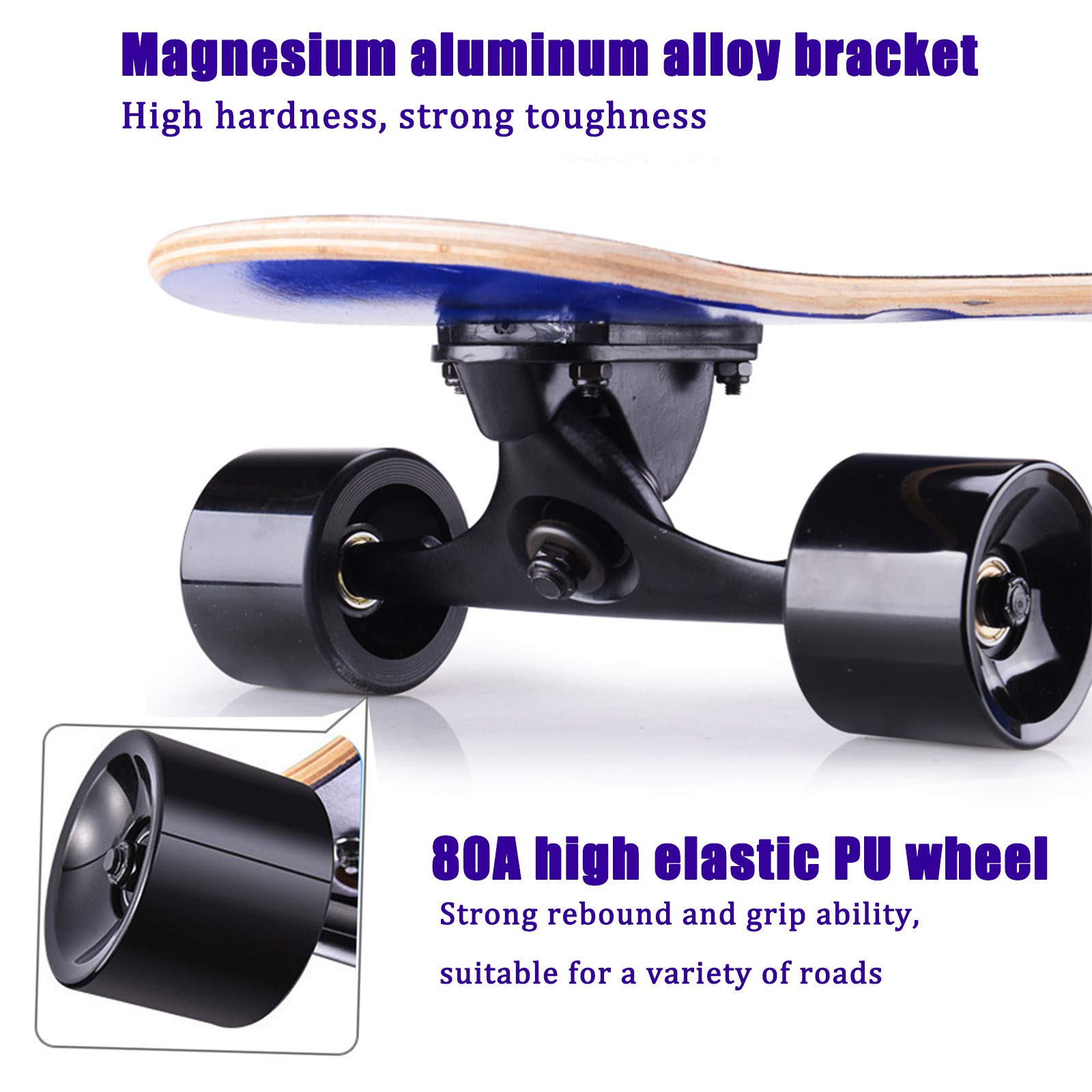 Skateboard 42 "pour Débutants, Planche à roulettes à Double Coup de Pied Concave Deck Penny Board, Planche à roulettes en Bois D'érable 8 Couches pour Enfants, Adolescents et Adultes,XVBVS