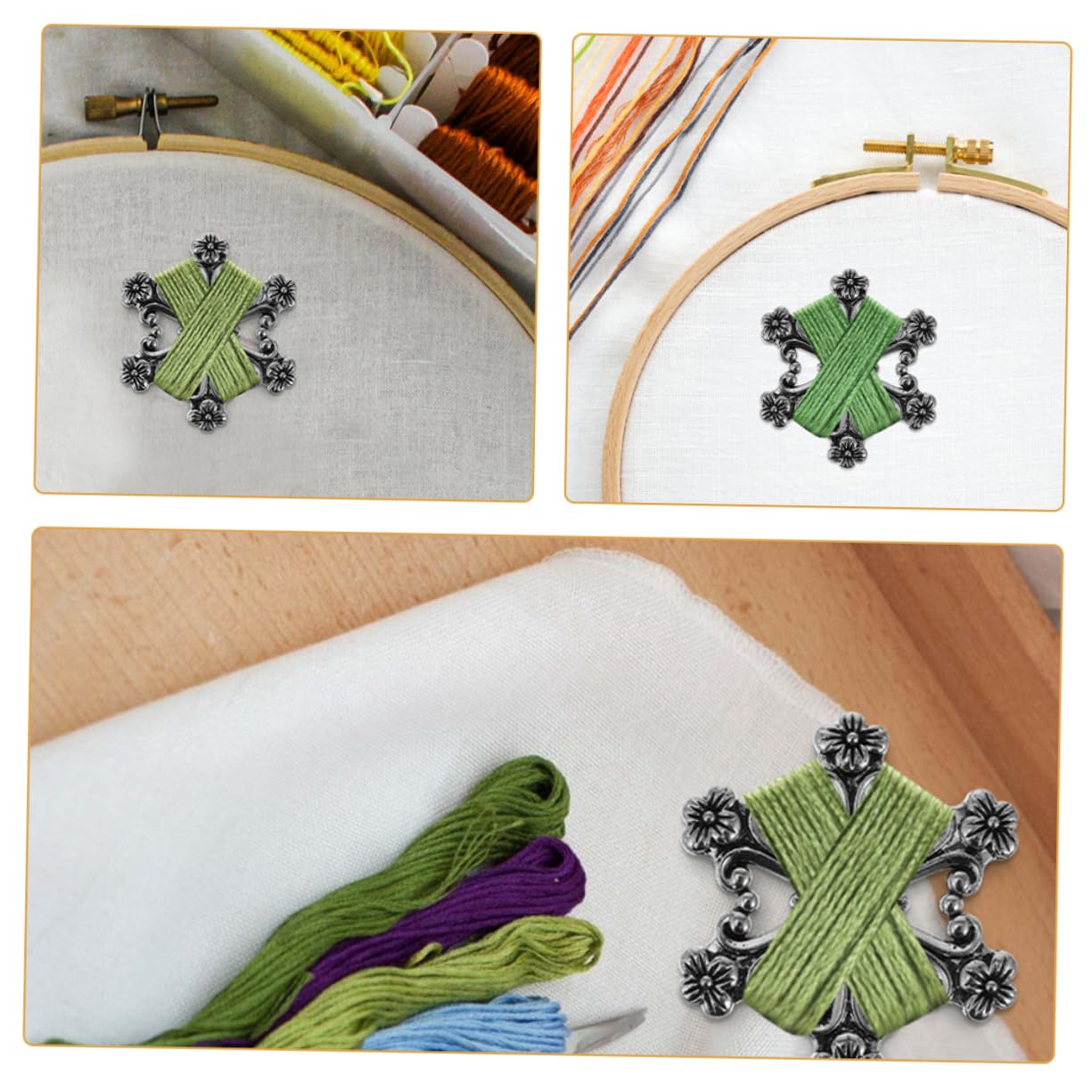 STOBOK 2pcs Cross Stitch Thread Holder Metal Floss Organizer Embroidery Floss Organizer for Bobbins Winding Board Thread Winding Tool