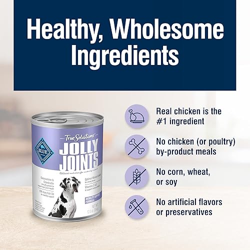 Miniatura 7 de Blue Buffalo True Solutions Jolly Joints - Alimento húmedo natural para perros adultos, con soporte para la movilidad, latas de pollo de 12.5 onzas