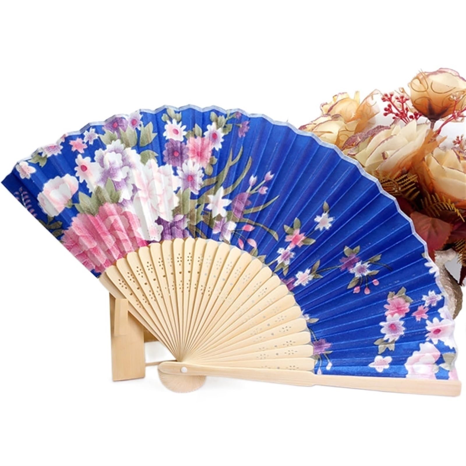 Abanico De Mano Japonés De Bambú Y Seda - Accesorio Para Cosplay, Baile O Decoración