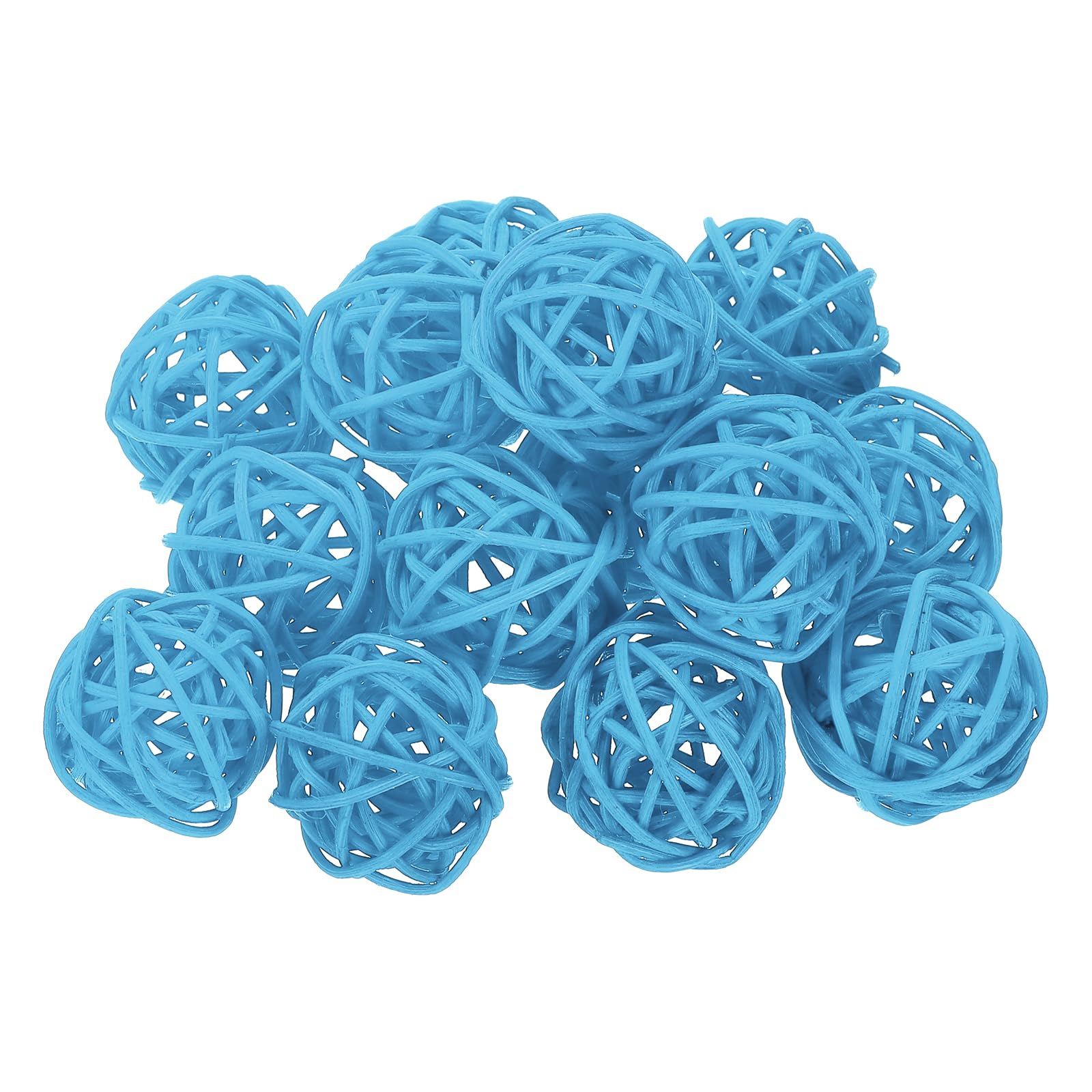 sourcing map 14Pcs Sky Blue Wicker Rattan Balls for Bowl Centerpiece 1.2 Inch Dia Rattan Wicker Twig Orbs Spheres Decorative Balls for Vase Home Dining Table Wedding Decor