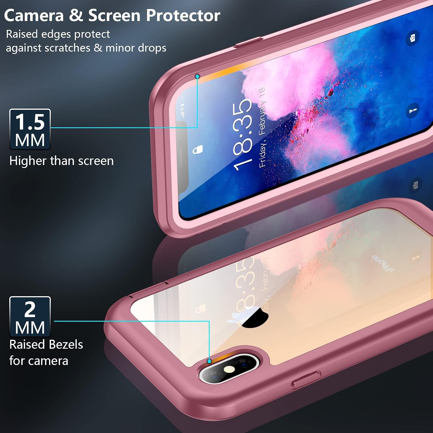 Eonfine for iPhone X Case,Full Body Protection Heavy Duty Shockproof Rugged Cover Skin for iPhone X,for iPhone Xs (Pink)