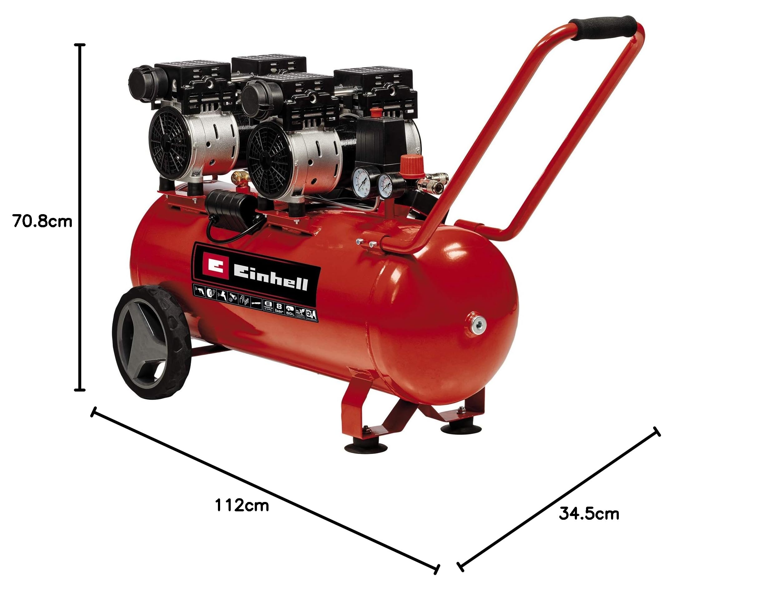 Einhell Kompressor TE-AC 270/50 Silent Plus 1500 W 8 bar 50 l 270 l/min ölfrei