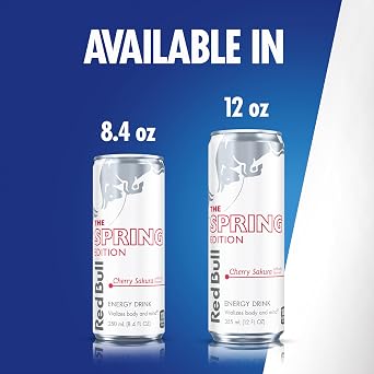 Red Bull Spring Edition Energy Drink, Cherry Sakura, 80mg Caffeine, Taurine & B Vitamins, 8.4 fl. oz. Pack of 24 Cans