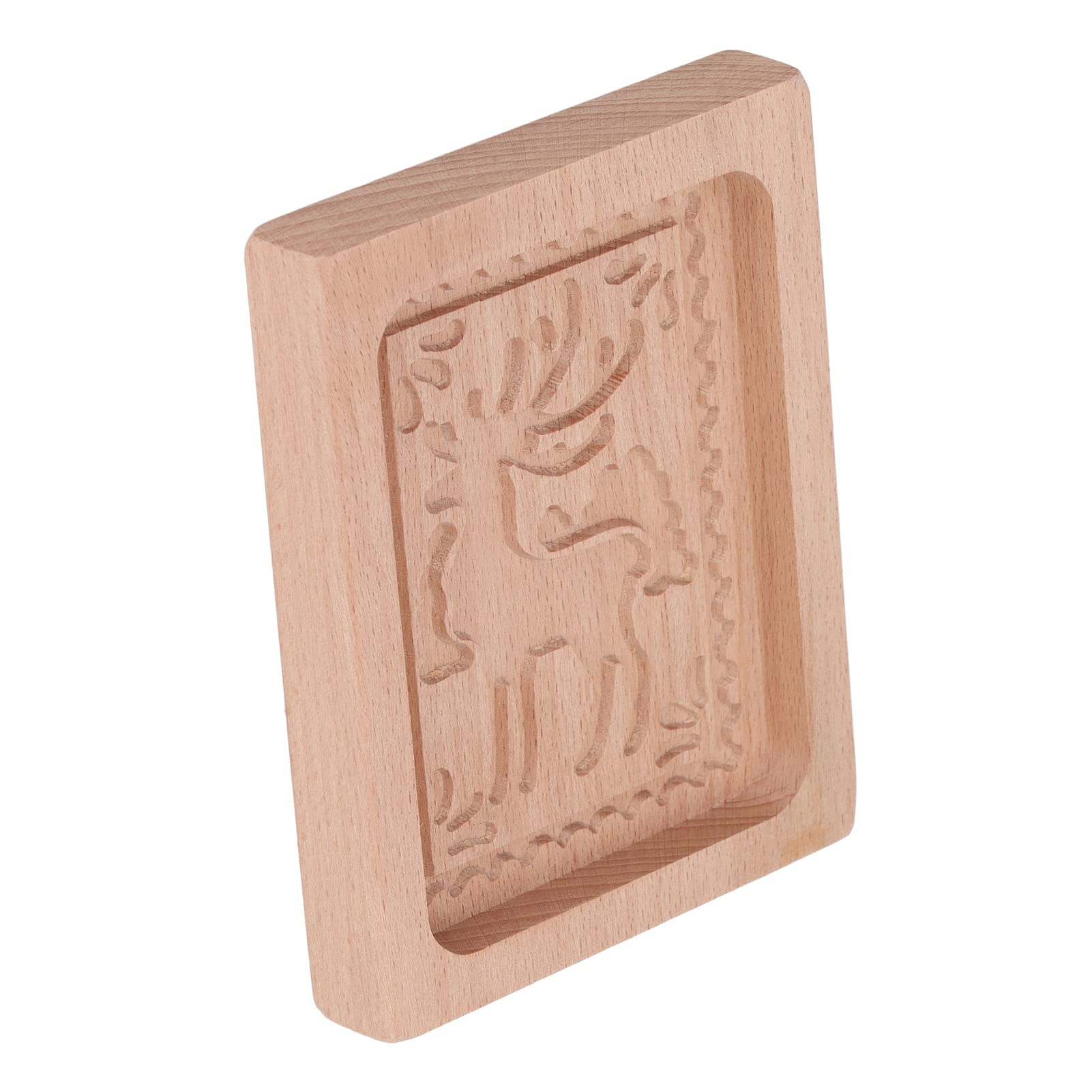 Wakects Molde de Madera Tallada para Galletas, Madera de Haya, Prensa de Pan de Jengibre, Molde para Sellos, Liberación Suave, Patrones en Relieve, Fácil de Limpiar para Galletas, Pan, Chocolate, (#4)