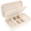 DesignSter Travel Jewelry Box, PU Leather Portable Jewelry Case, Small Jewelry Boxes for Gifts, Travel Jewelry Organizer for Women Rings Earrings Necklaces Bracelets Beige