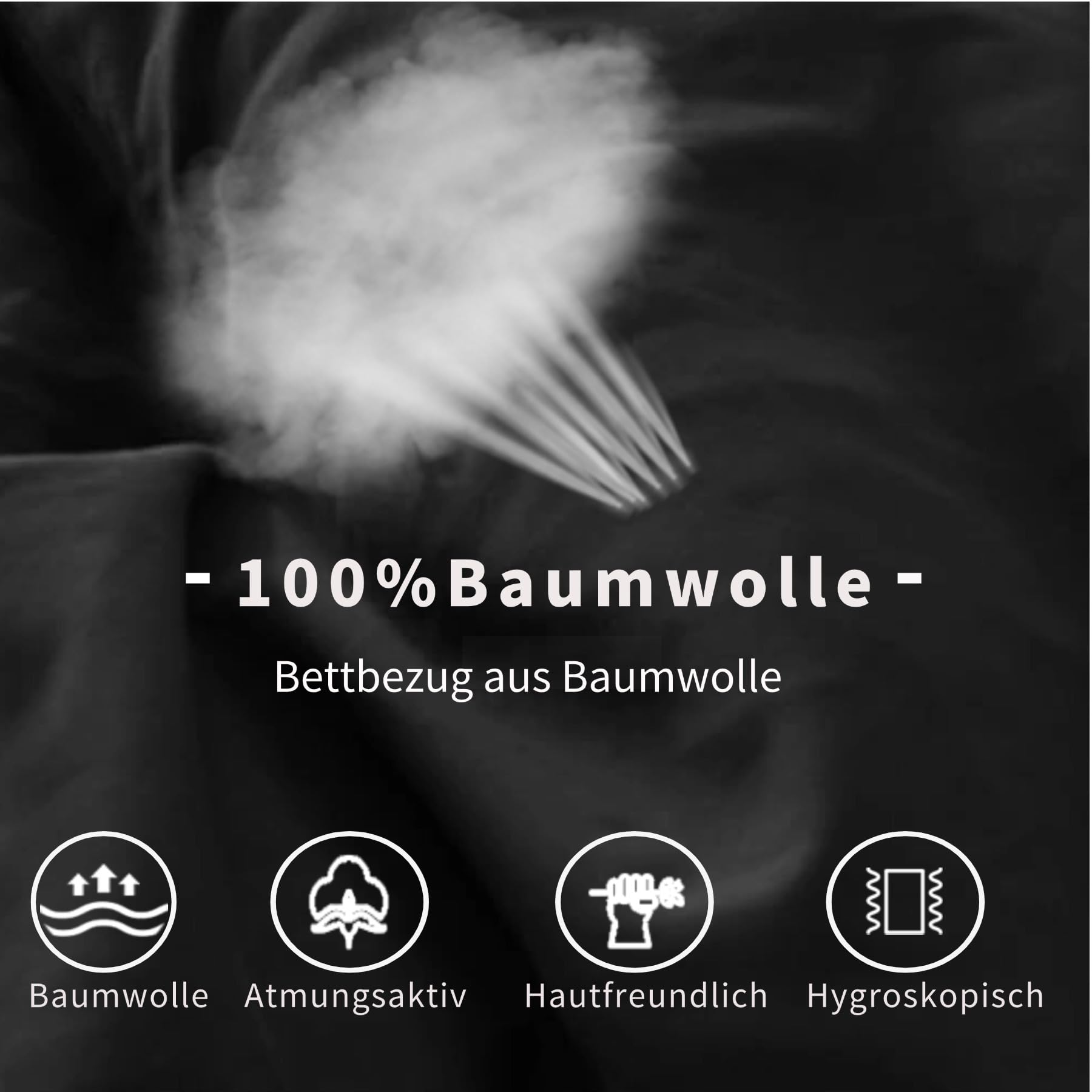 Gezu Bed Linen 220 x 240 cm Cotton Grey Dark Grey 3-Piece Cotton Double Bed Plain Bed Linen Set Soft Oeko-Tex Certified for Allergy Sufferers and Pillowcases 80 x 80 cm with Zip - Image 4
