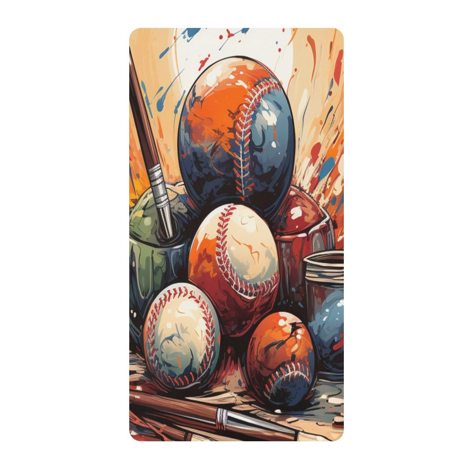 Colorful Baseball Art Toddler Crib Sheet Soft Cotton Baby Play Sheets Fitted for Mattress Playard