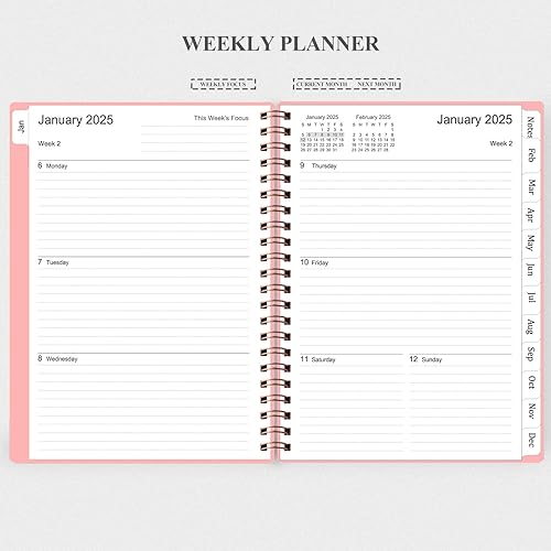 Miniatura 4 de Agenda 2024-2025, agenda semanal mensual que va de enero de 2024 a junio de 2025, agenda 2024-2025 con cubierta de polipropileno y banda elástica,