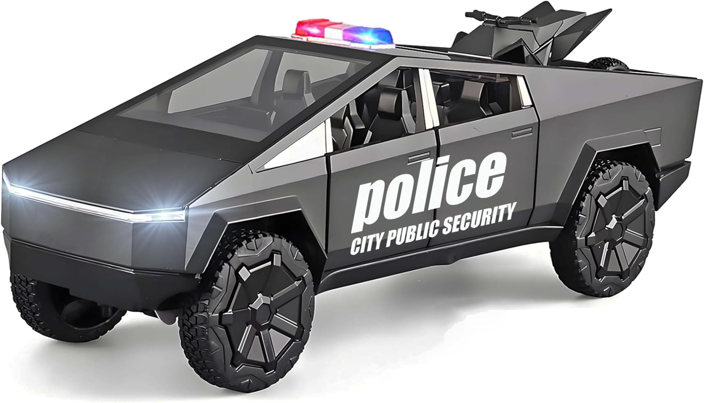 PowvanToy Trucks Police Car Diecast Metal Cybertruck Model Pickup Truck 1/32 Toy camper Van with Sound and Light Gift Age for 6 Year Up