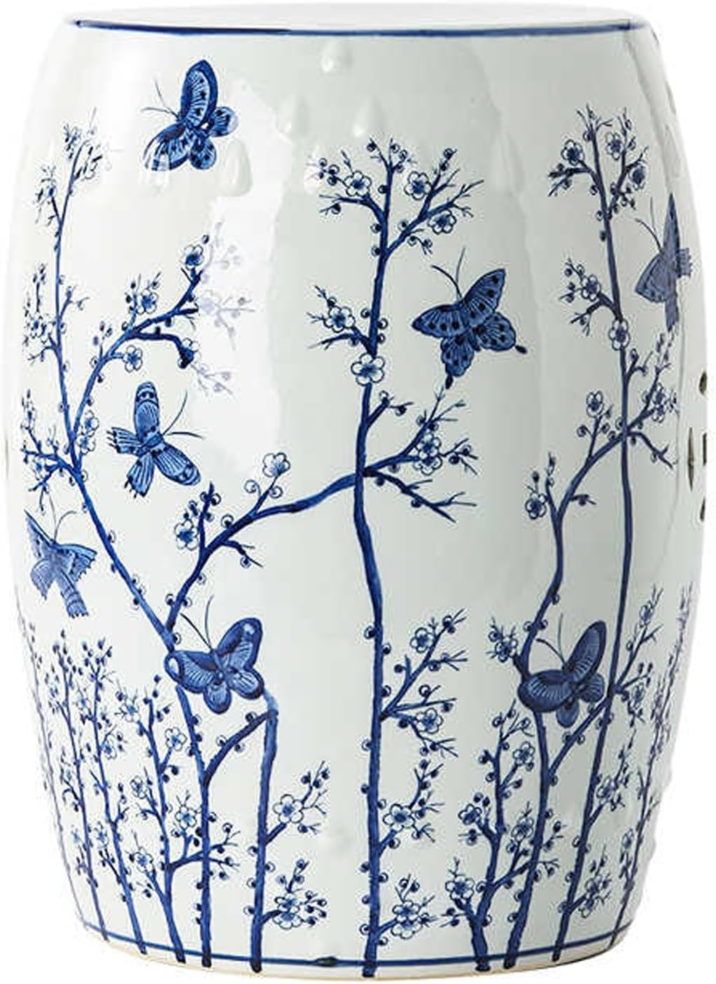 Modern Ceramic Decorative Garden Stool, Chinese-Style Drum Stool, Small Side Table for Indoor Outdoor, Outdoor Footstool, Chinese Style Change Shoes Bench