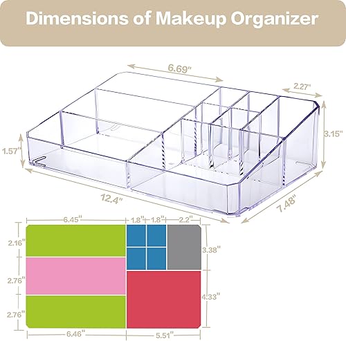 Miniatura 6 de Organizador de maquillaje transparente, estuche de almacenamiento de brochas de maquillaje, bandeja de exhibición de cosméticos, organizador de