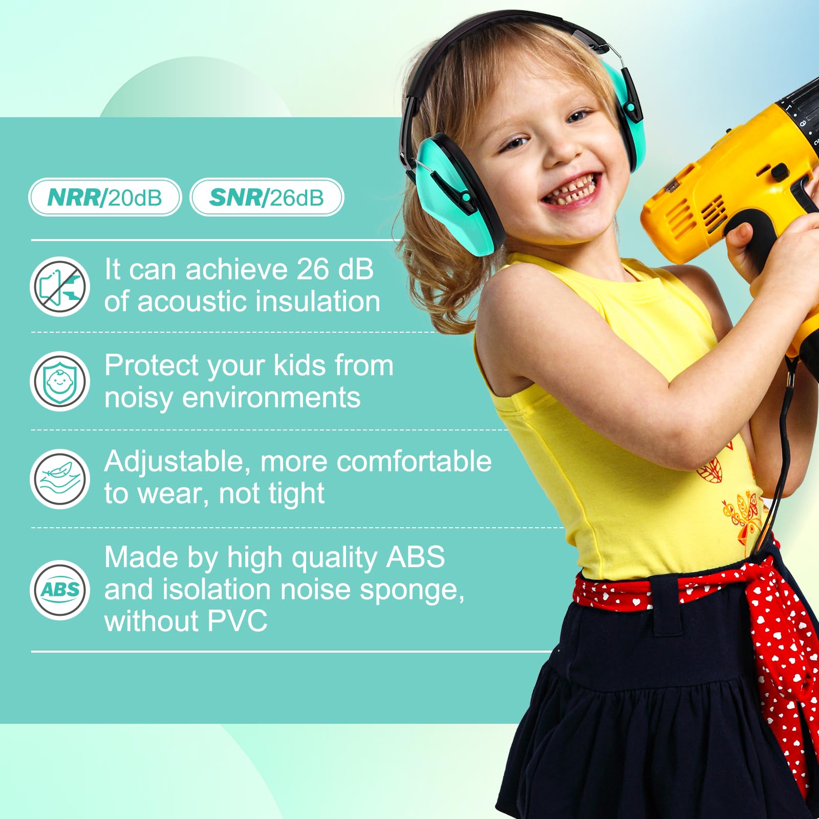 Kriogor Ear Defenders Children Noise Cancelling Headphones Passive Sound-Blocking Earmuffs 26dB SNR - Image 2