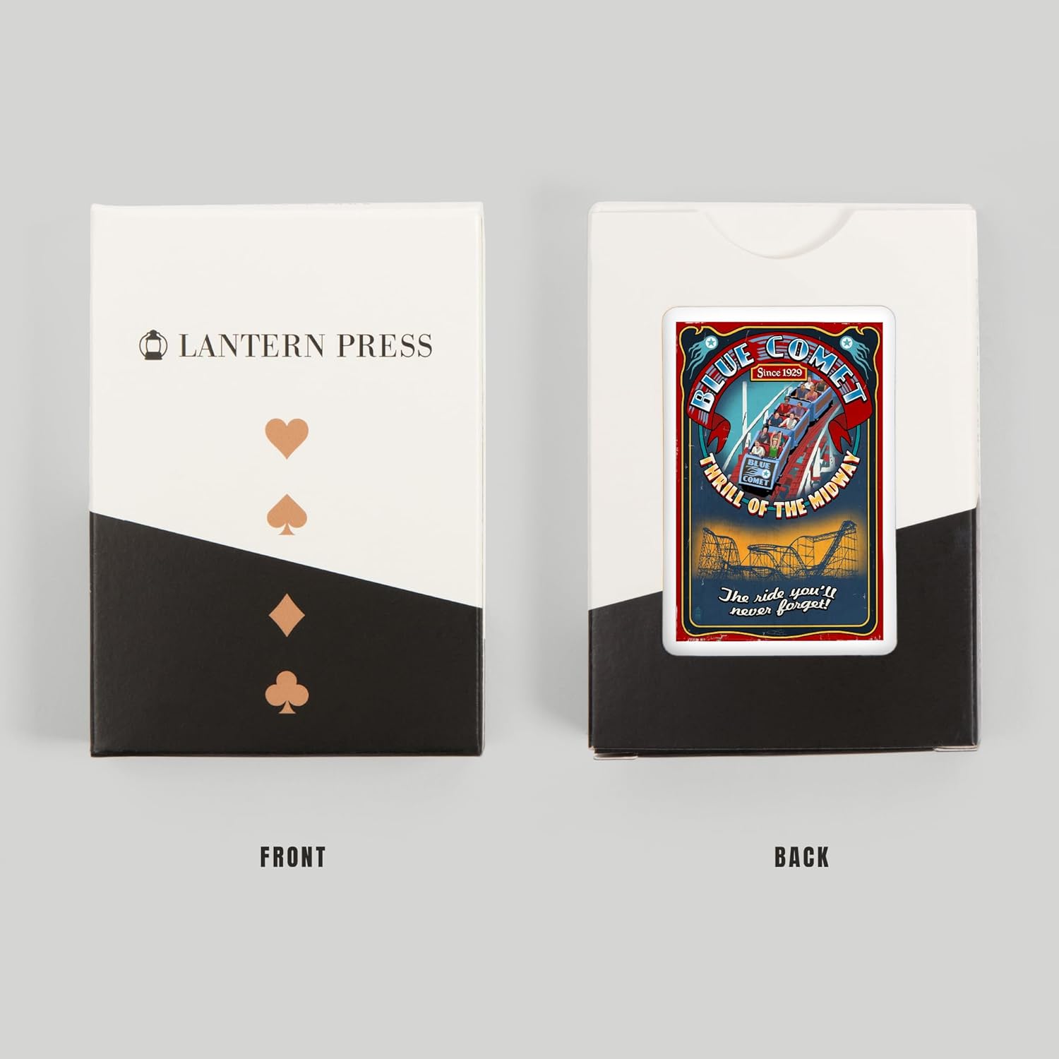 Lantern Press Roller Coaster, Vintage Sign, 52 Playing Cards for Adults, Poker Size Card Deck