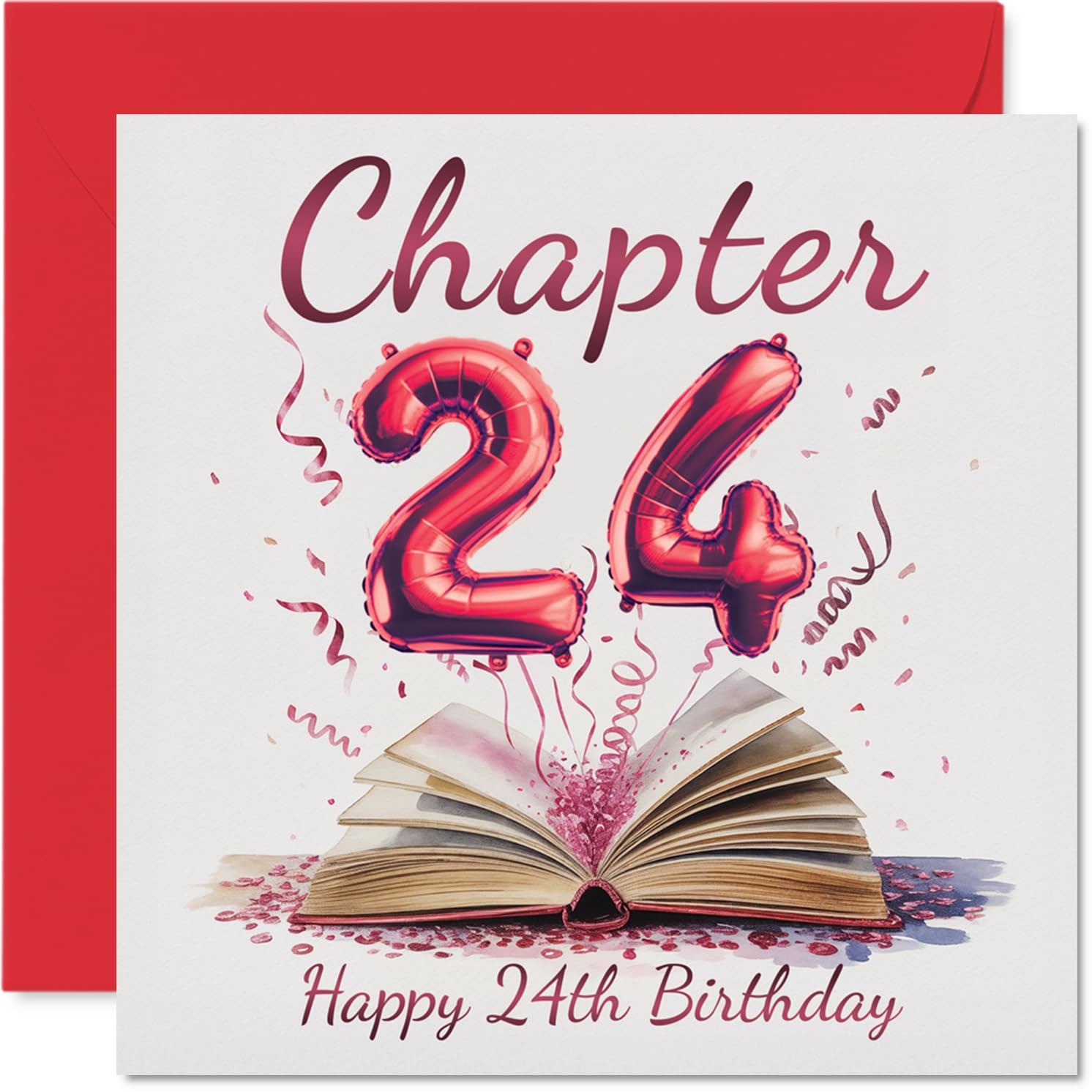 24th Birthday Cards for Women Men - Start of Another Chapter - Happy Birthday Card for 24 Year Old Woman Man Brother Nephew Auntie Friend, 145mm Bday Greeting Cards