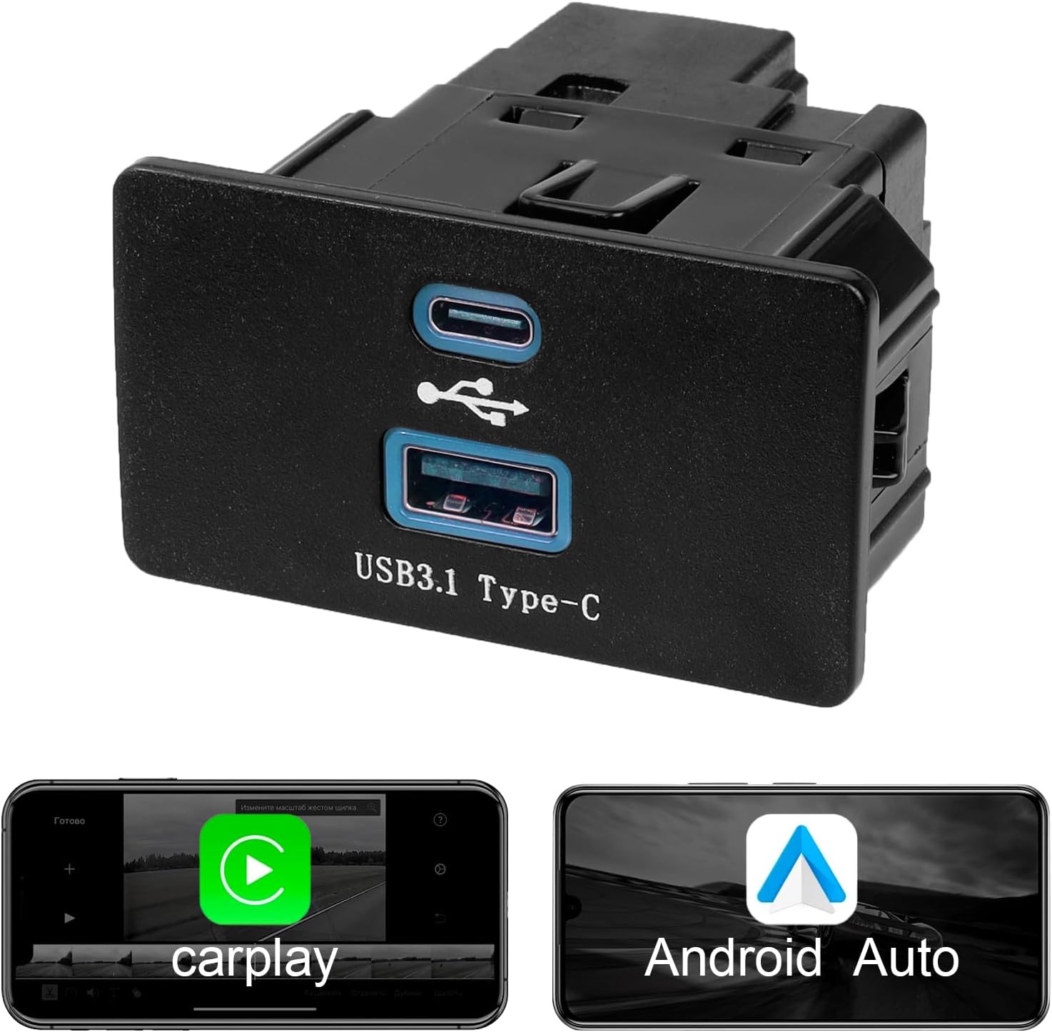 Stance Tuning SYNC 3 carplay USB Module, Type C + USB Interface Upgrade Module, Compatible SYNC 3.4 USB hub,hc3z-19a387-E hc3z-19a387-B - Blue