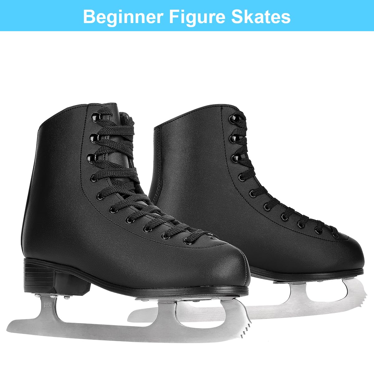 Eiskunstlaufschuhe für Anfänger - Weiß Bequeme Leder Schlittschuhe für Damen, Herren, Jungen & Mädchen (Größe größer 1 Größe)