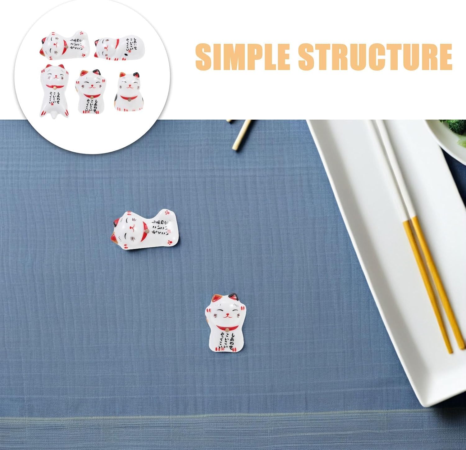10pcs Cute Cat Ceramic Chopstick Rest Holder for Dining Room Decor image 3